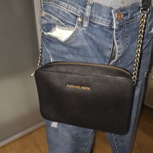 Michael Kors Black Crossbody Bag with Gold Accents